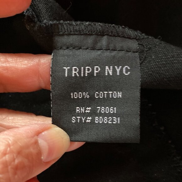 Tripp NYC Women's Black Y2K Jacket, Sz Large, Canvas Zipper Snaps Studs Faux Fur - Picture 9 of 10